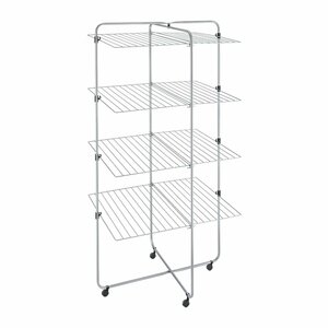 Metaltex Asymmetric Droogtoren 53 m Drooglijn 4 Etages 64x82x169 cm Zilver
