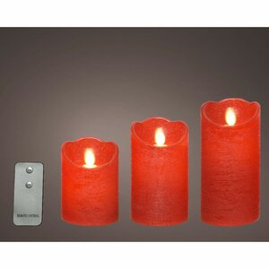 LED Waving Kaarsen 3 Stuks + Afstandsbediening Rood